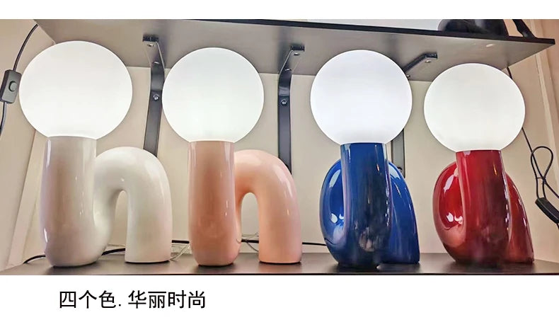 Lampe Table Design Forme U Globe Lumineux - Résine Moderne Chambre Salon