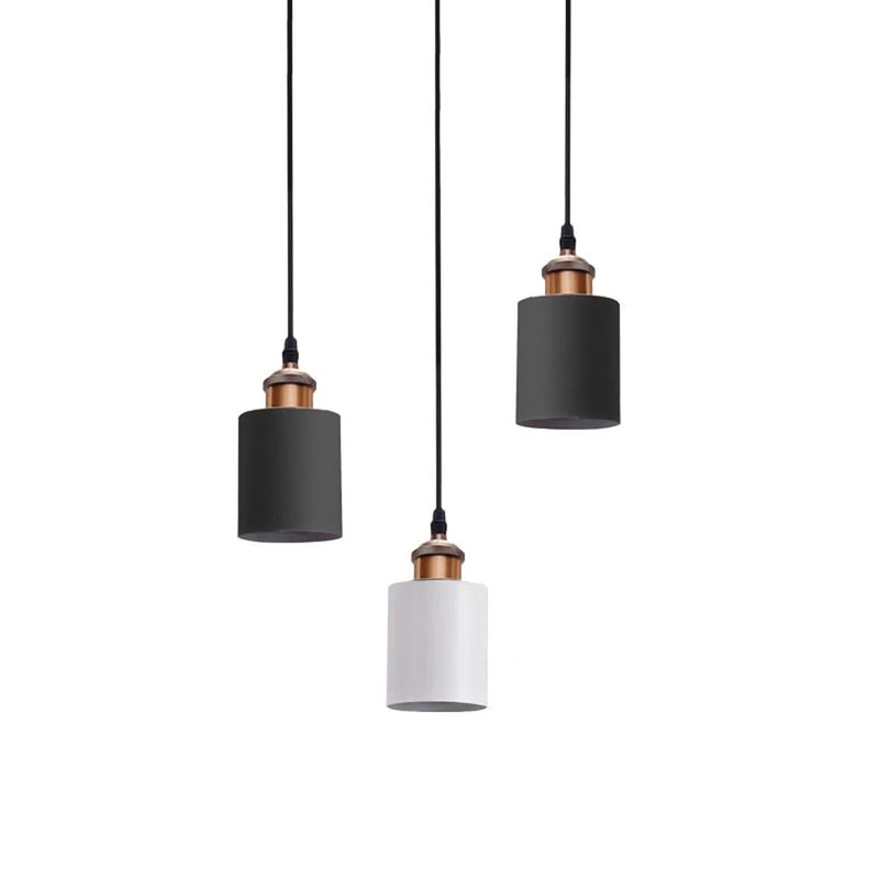 Suspension Luminaire Design Cylindre Béton & Douille Cuivre Brossé