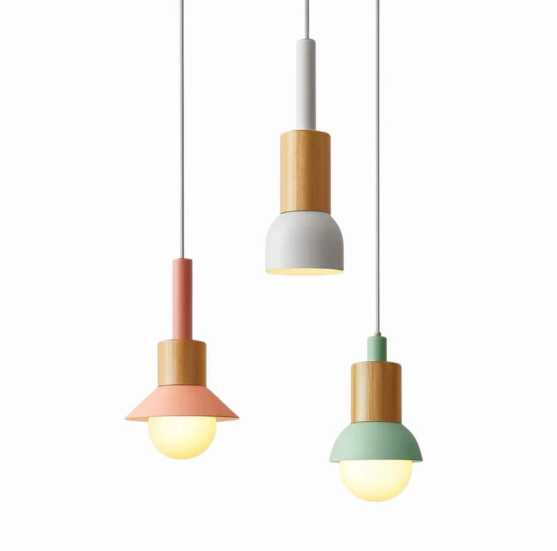 Suspension Luminaire Bois Cylindrique & Métal