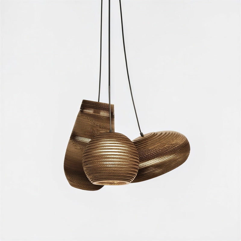 Suspension Luminaire Design Carton Recyclé Formes Organiques Écologique