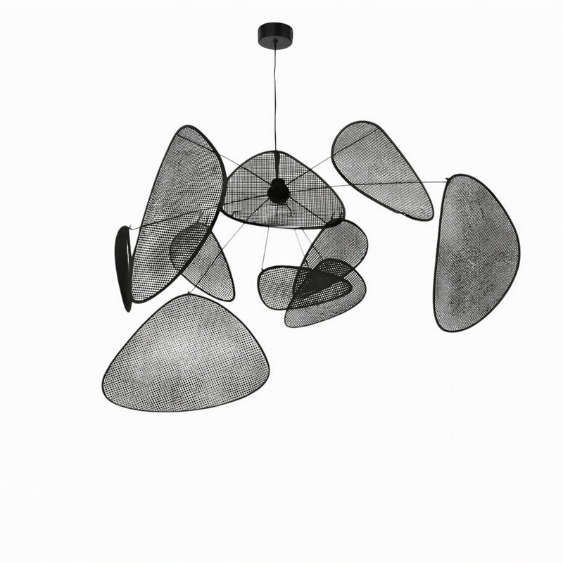Suspension Luminaire Design Rotin Naturel Tressé Japonais