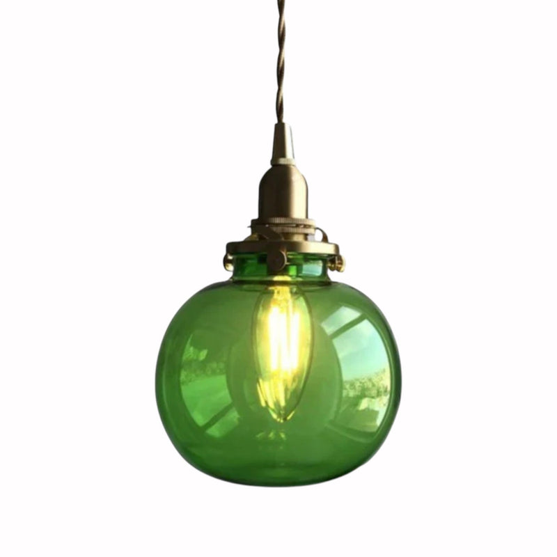 Suspension Luminaire Design Verre Soufflé Bouche Forme Citrouille
