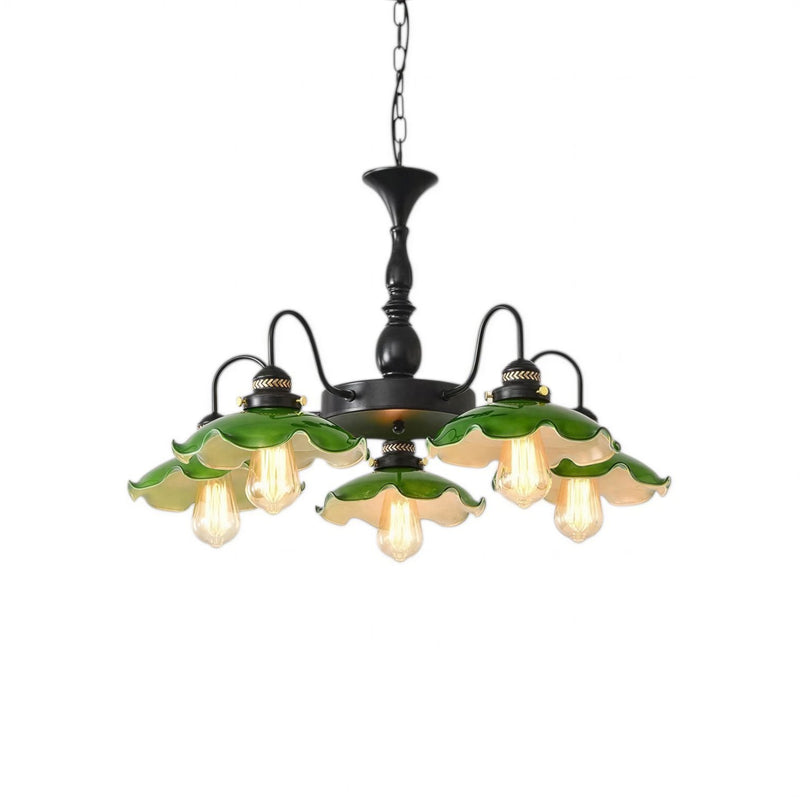 Suspension Luminaire Design Verre Vert Style Rétro Shanghai