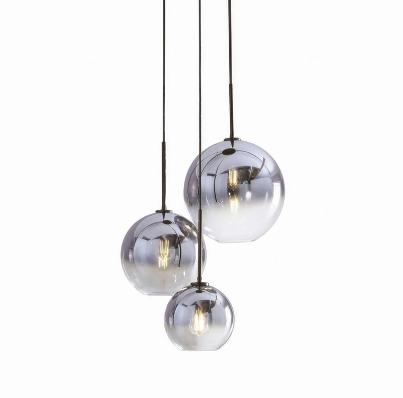 Luminaire Suspension Design Sphérique Verre Chromé LED Luxe