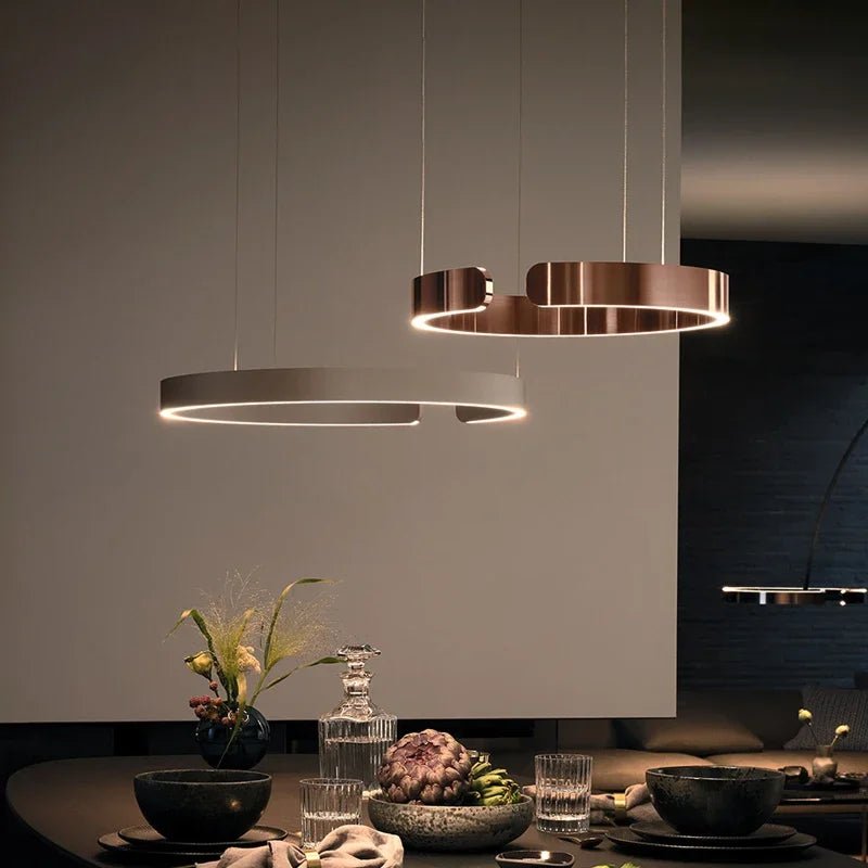 Suspension Luminaire Design Lustre Anneau Circulaire LED Nordique Premium