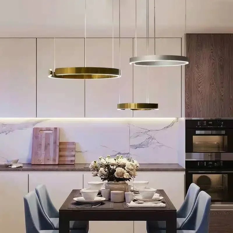 Suspension Luminaire Design Lustre Anneau Circulaire LED Nordique Premium