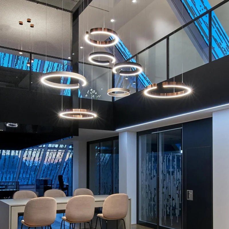 Suspension Luminaire Design Lustre Anneau Circulaire LED Nordique Premium