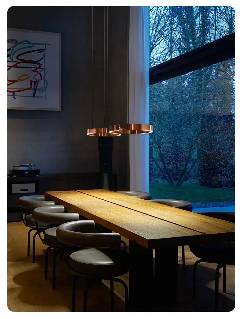 Suspension Luminaire Design Lustre Anneau Circulaire LED Nordique Premium