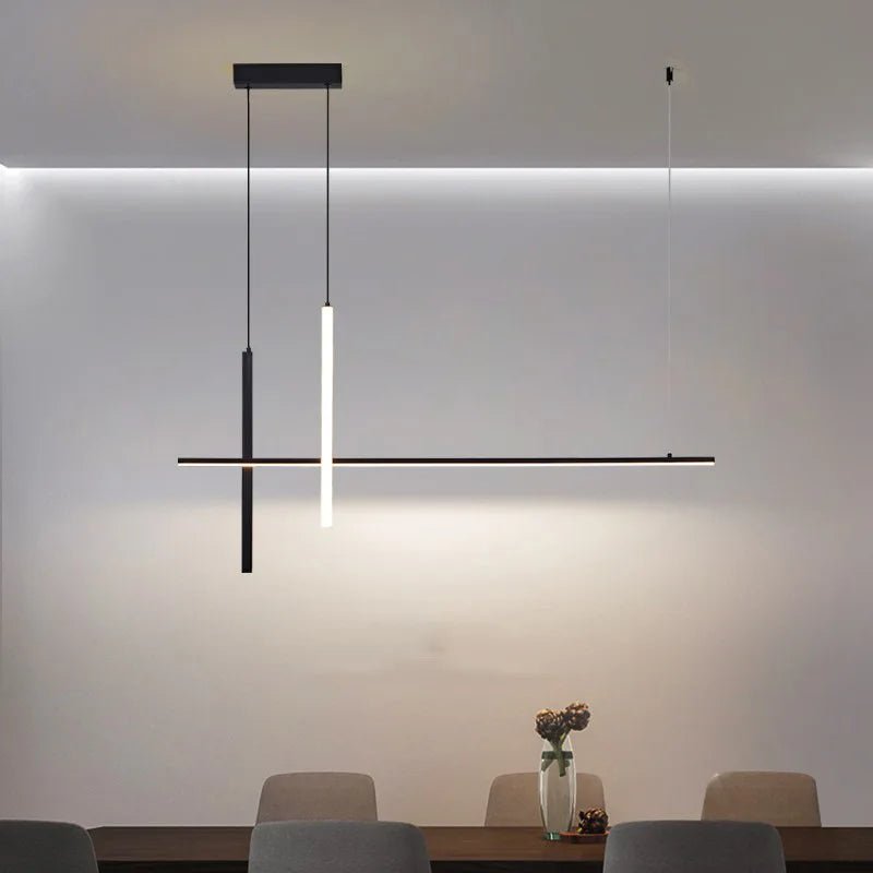 Lustre Suspension Luminaire Barre LED Linéaire Croix Dimmable