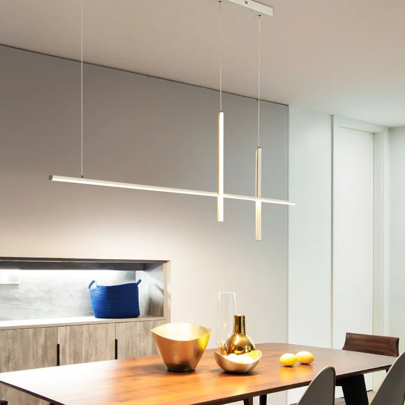 Lustre Suspension Luminaire Barre LED Linéaire Croix Dimmable