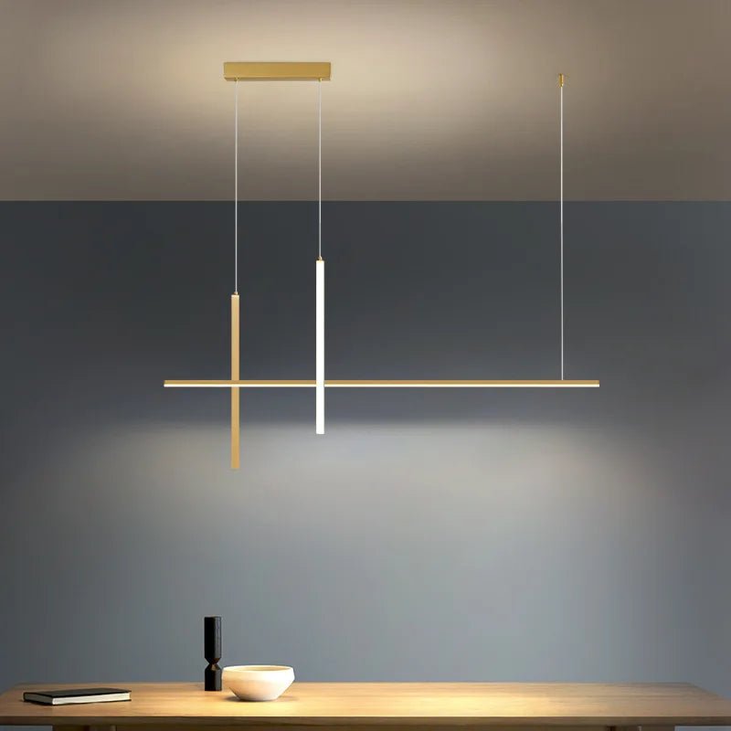 Lustre Suspension Luminaire Barre LED Linéaire Croix Dimmable
