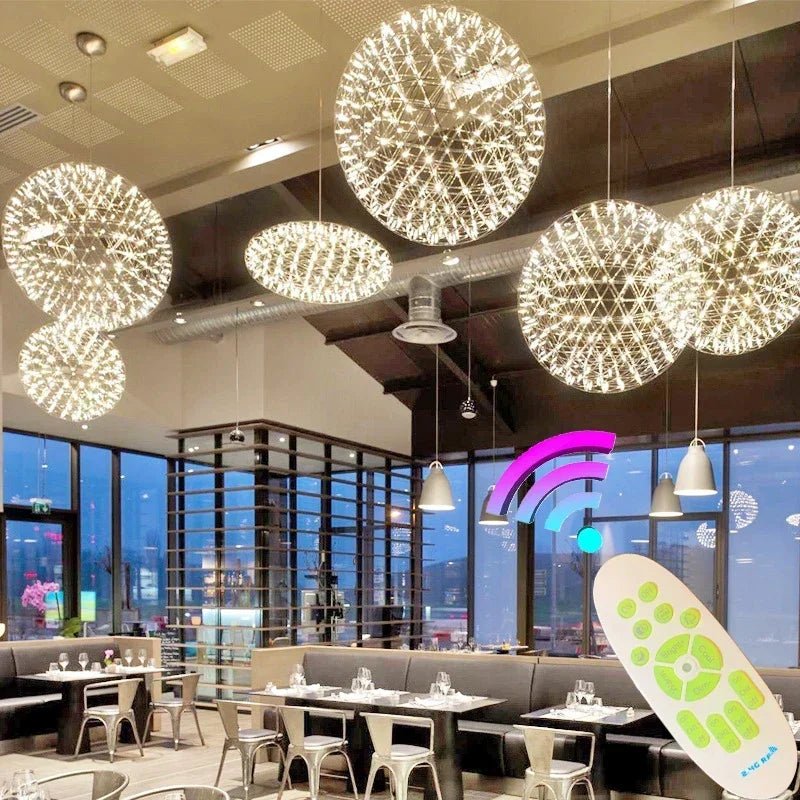Suspension Luminaire Design Boule Étincelle Feu d’Artifice LED — Télécommande