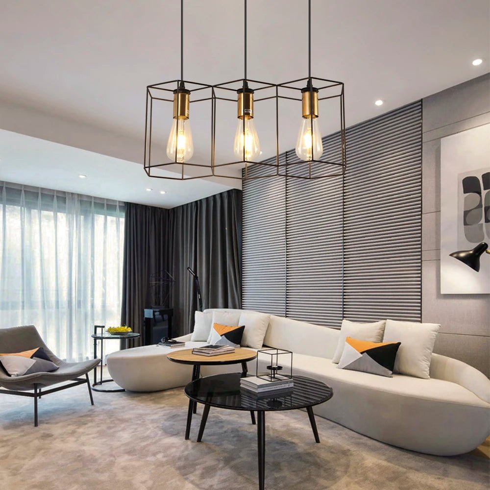 Suspension Luminaire Design Lustre Hexagones Nid d’Abeille Noir & Laiton