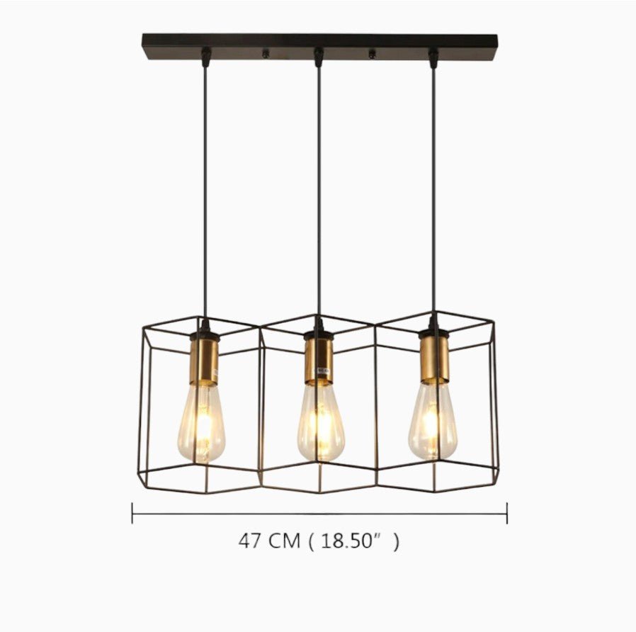 Lustre Hexagones Nid d'Abeille Noir & Laiton