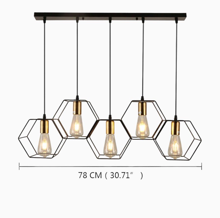 Lustre Hexagones Nid d'Abeille Noir & Laiton