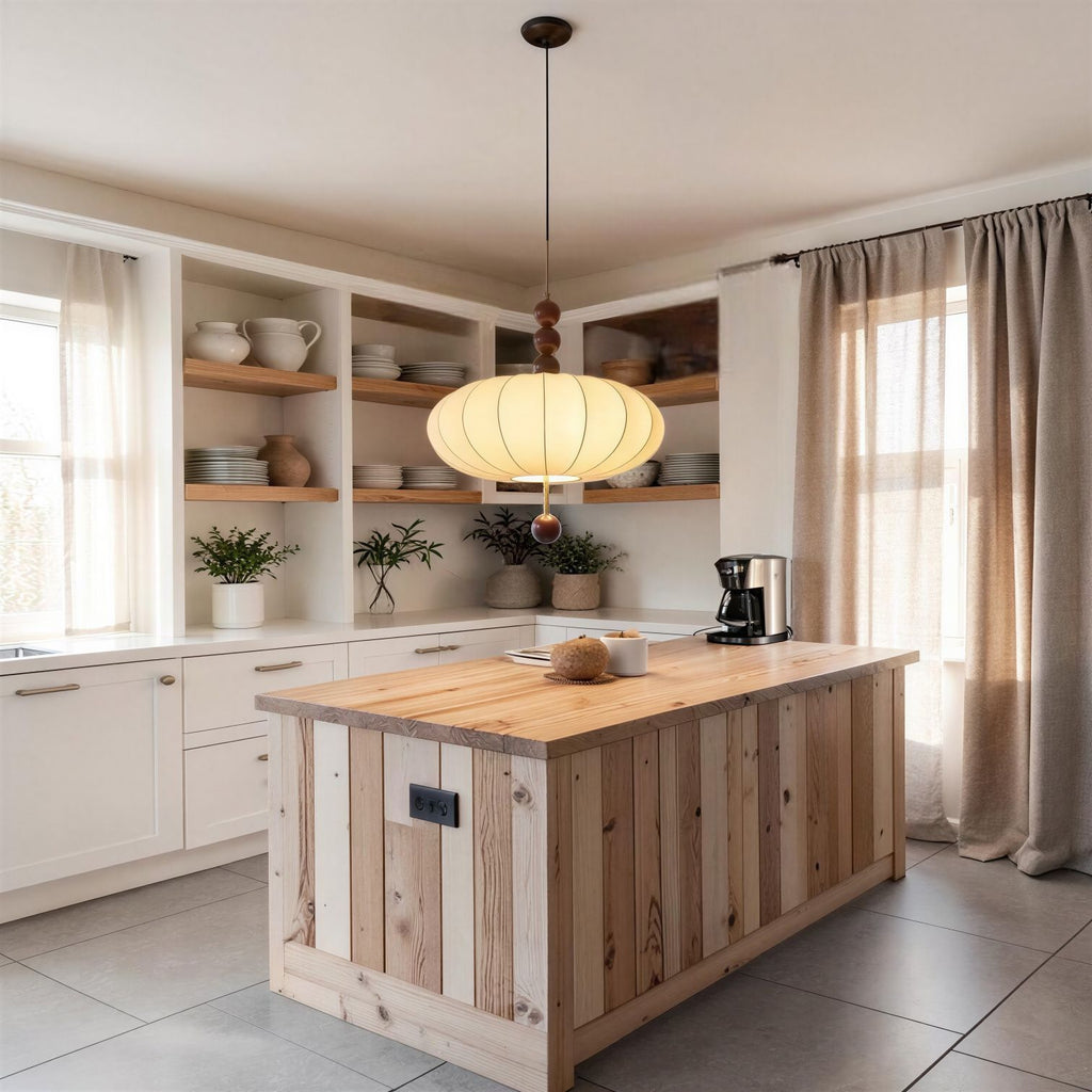 Suspension Luminaire Design Lustre Lanterne Tissu Vintage Rustique