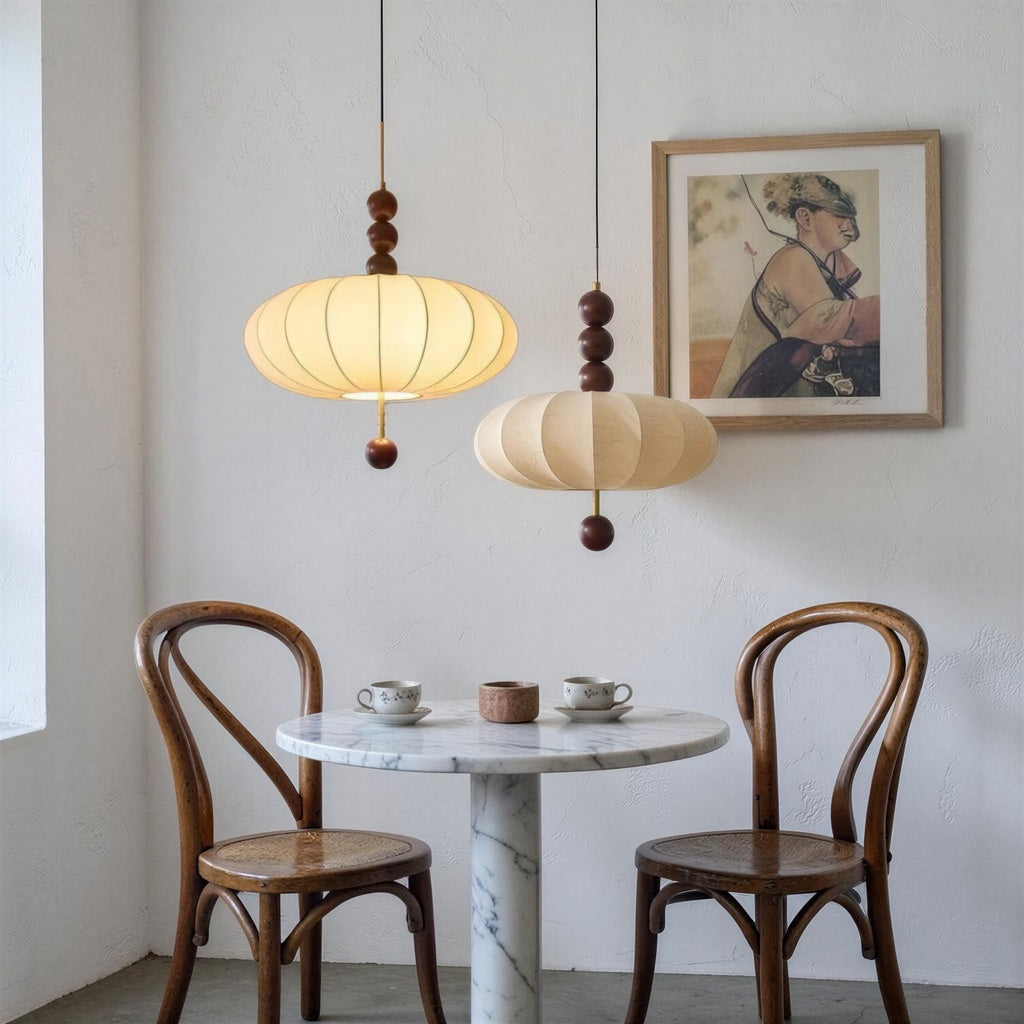 Suspension Luminaire Design Lustre Lanterne Tissu Vintage Rustique