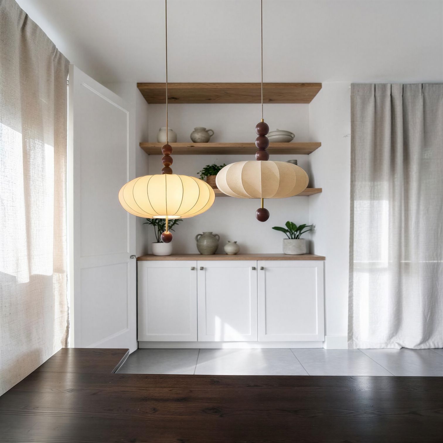 Suspension Luminaire Design Lustre Lanterne Tissu Vintage Rustique