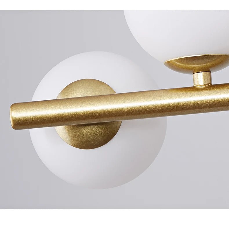 Suspension Luminaire Design Lustre Multi-Boules Verre & Tige Dorée ou Noire