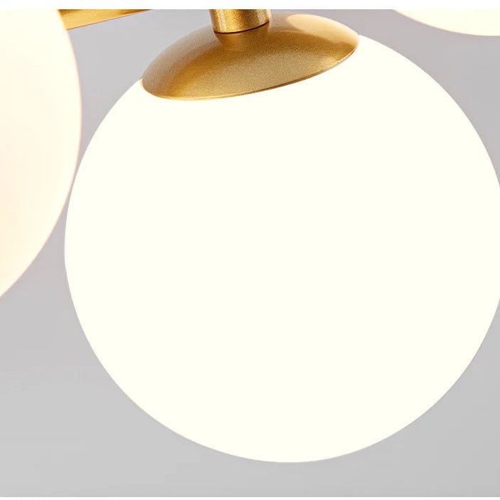Suspension Luminaire Design Lustre Multi-Boules Verre & Tige Dorée ou Noire
