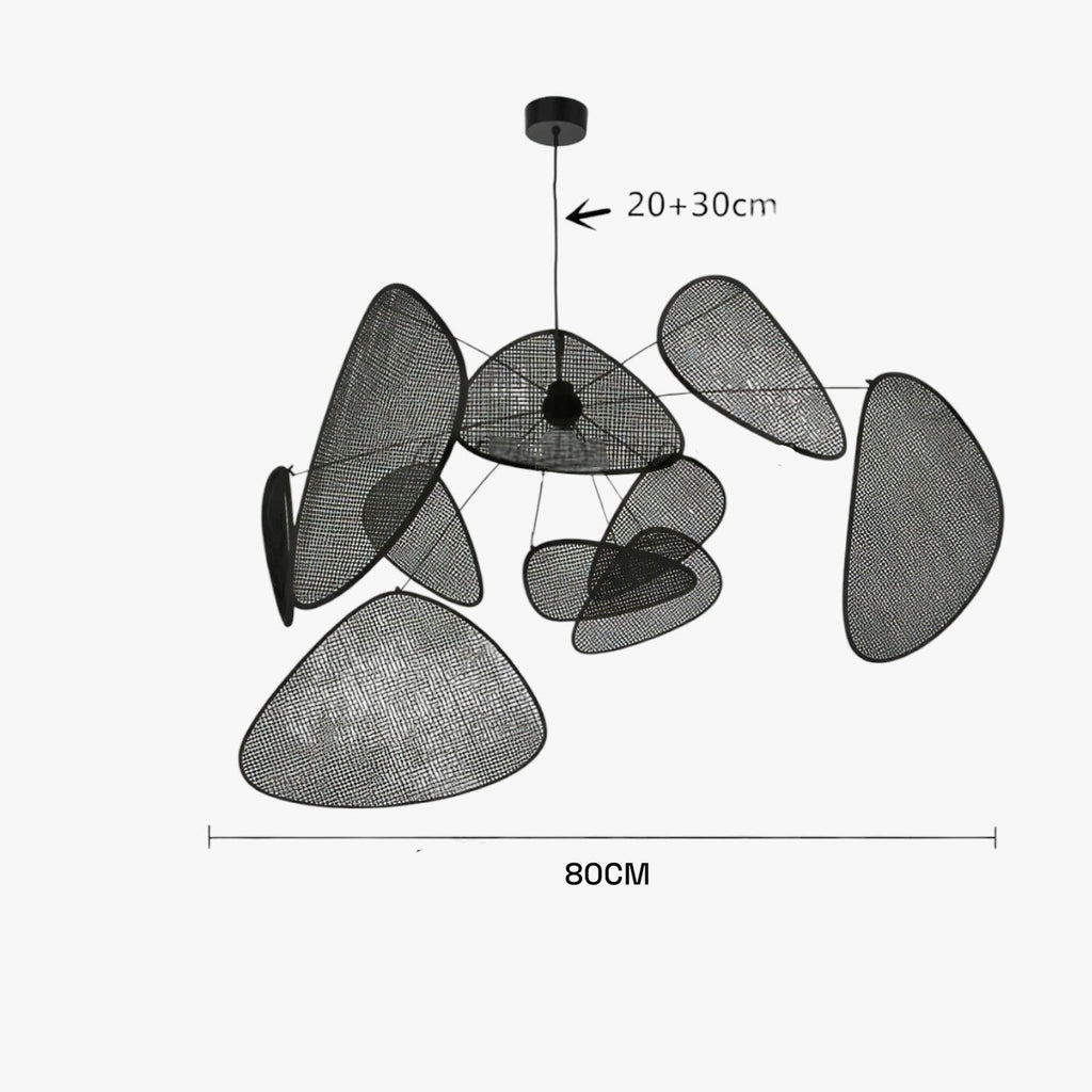 Suspension Luminaire Design Rotin Naturel Tressé Japonais