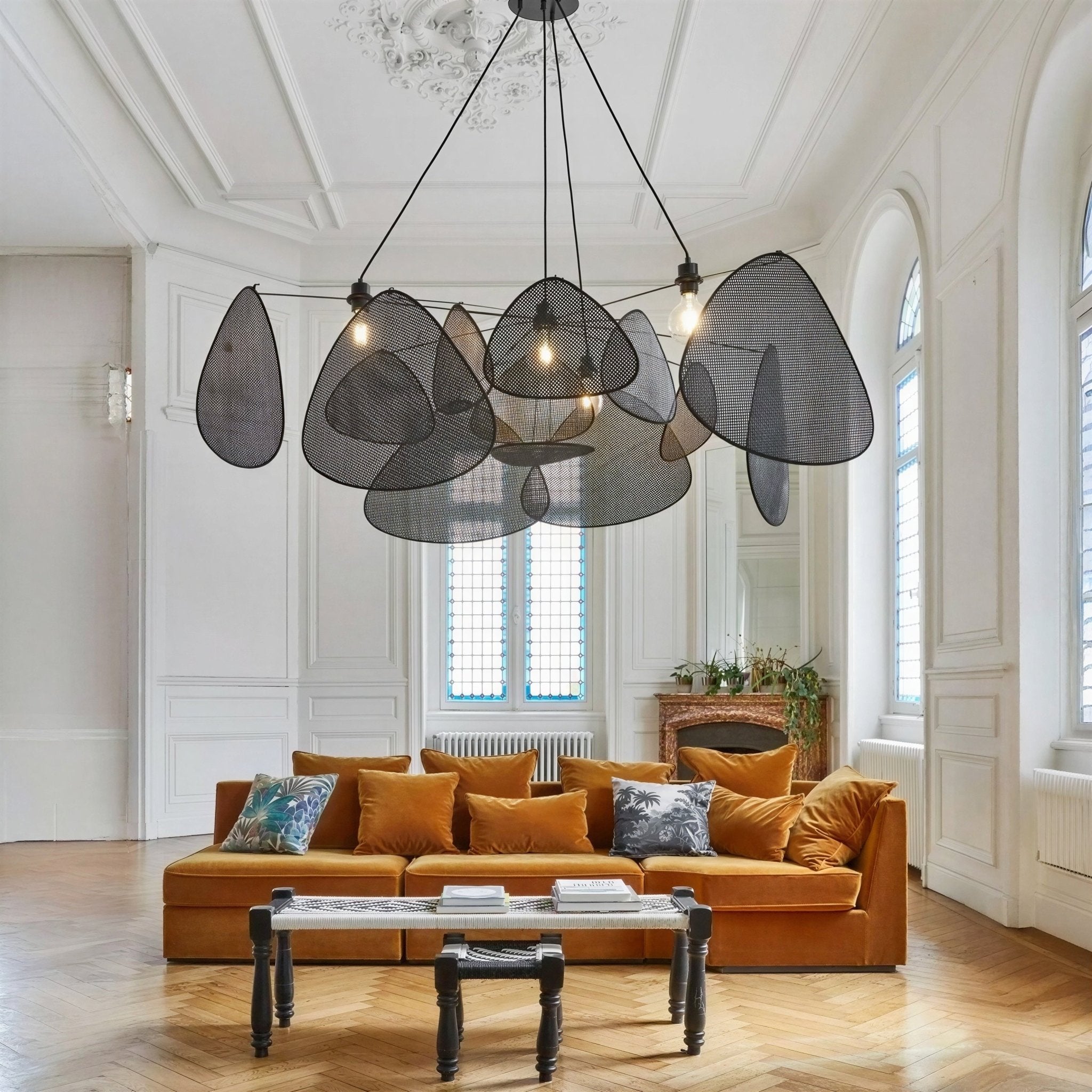 Suspension Luminaire Design Rotin Naturel Tressé Japonais