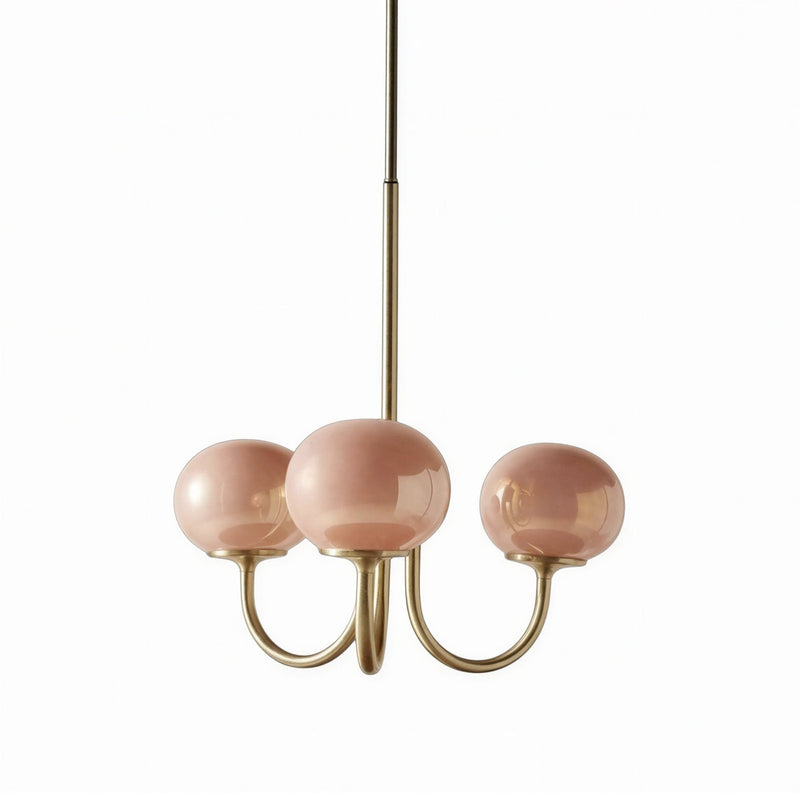 Lustre Suspension Luminaire Design Globes Verre Crème Laiton Doré — 4 Configurations