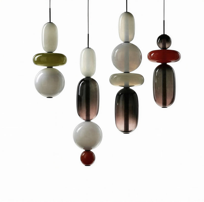 Lustre Suspension Luminaire Design Verre Bonbon Coloré Loft — 9 Configurations