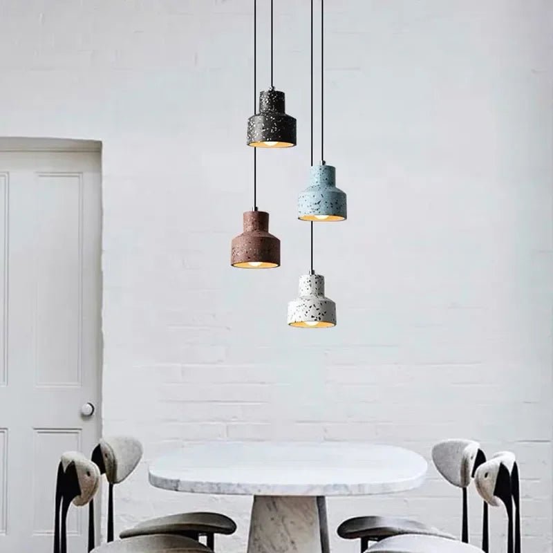Suspension Luminaire Design Mini Plâtre Nordique LED — Bleu, Rose, Noir ou Blanc