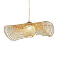 Suspension Luminaire Design Chapeau Bambou Tressé Wabi-Sabi