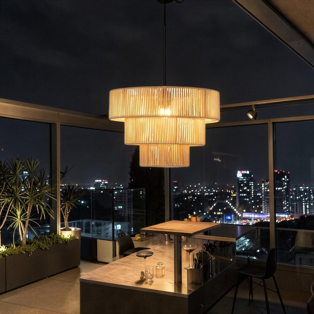 Suspension Luminaire Design Abat-Jour Rotin Tressé Bohème
