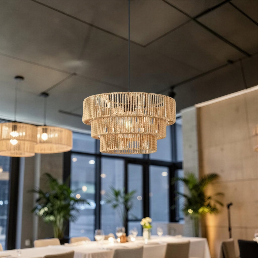 Suspension Luminaire Design Abat-Jour Rotin Tressé Bohème