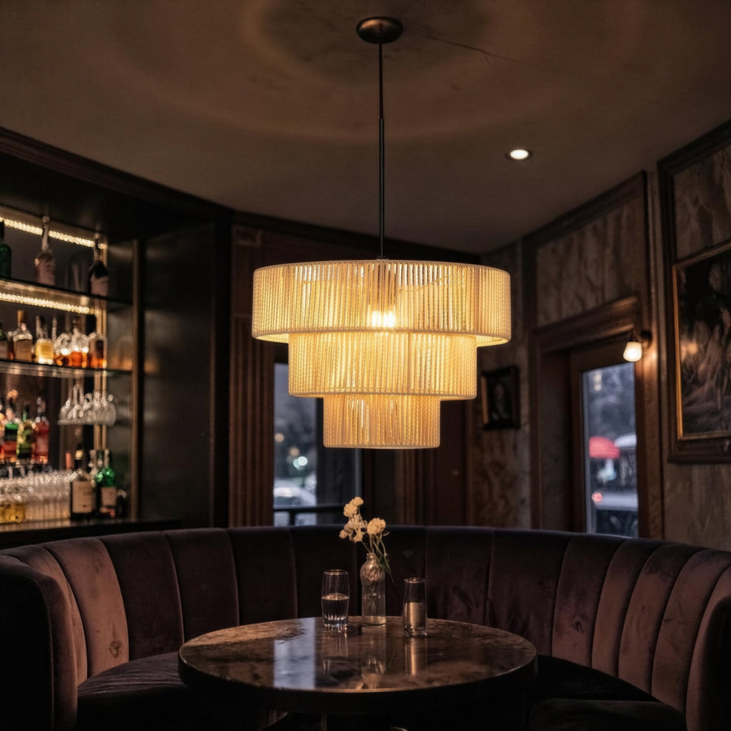 Suspension Luminaire Design Abat-Jour Rotin Tressé Bohème