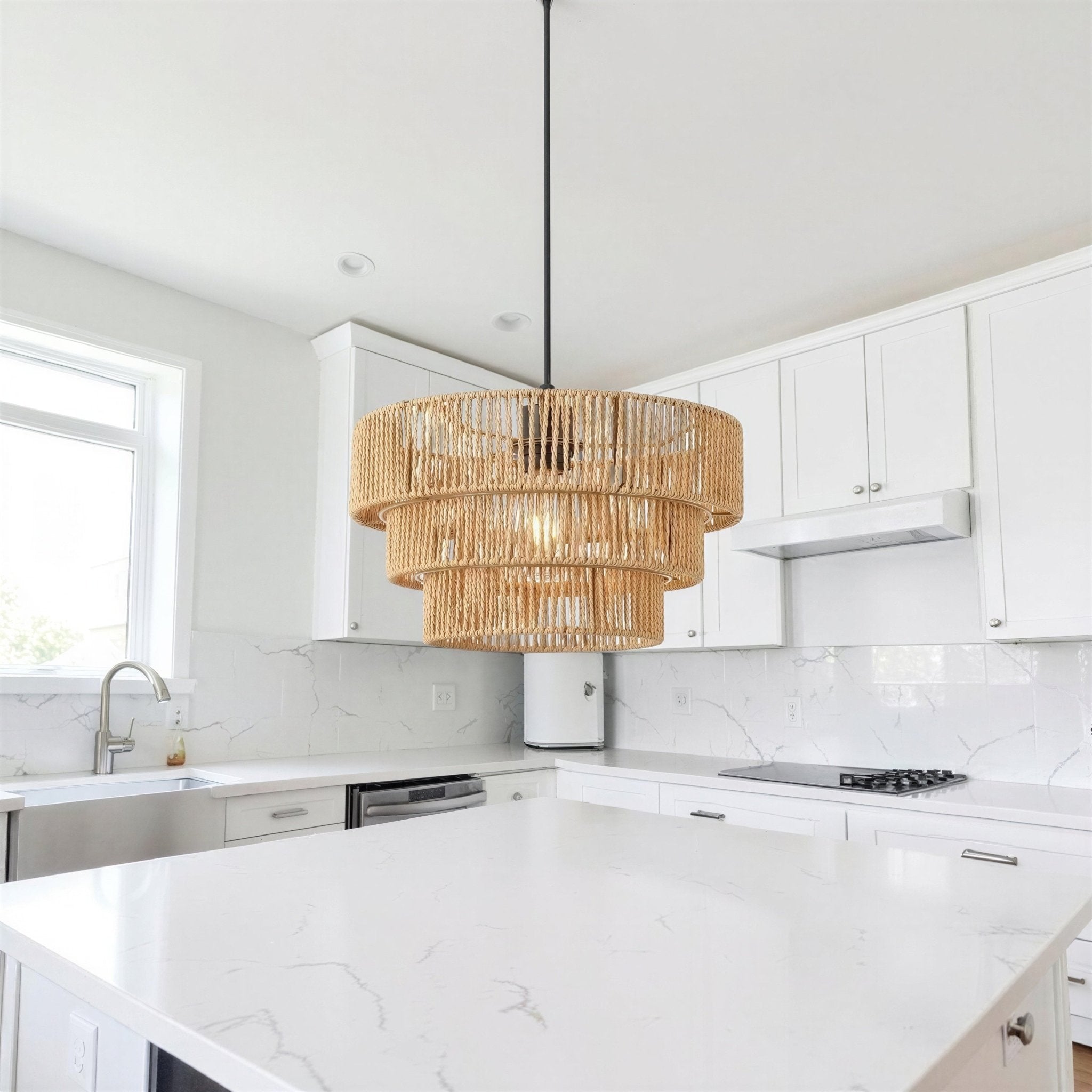 Suspension Luminaire Design Abat-Jour Rotin Tressé Bohème