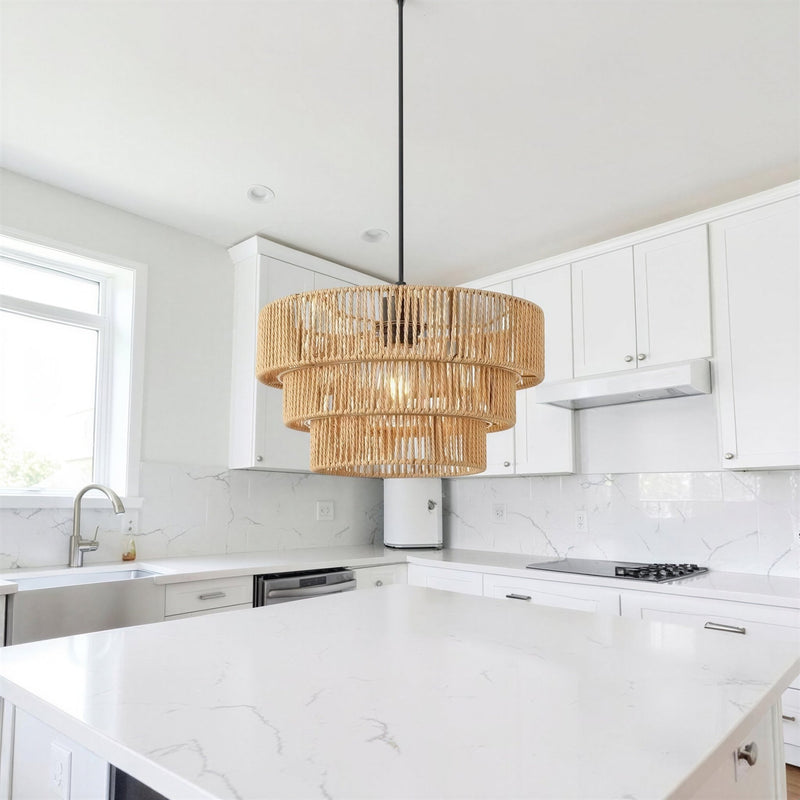 Suspension Luminaire Design Abat-Jour Rotin Tressé Bohème