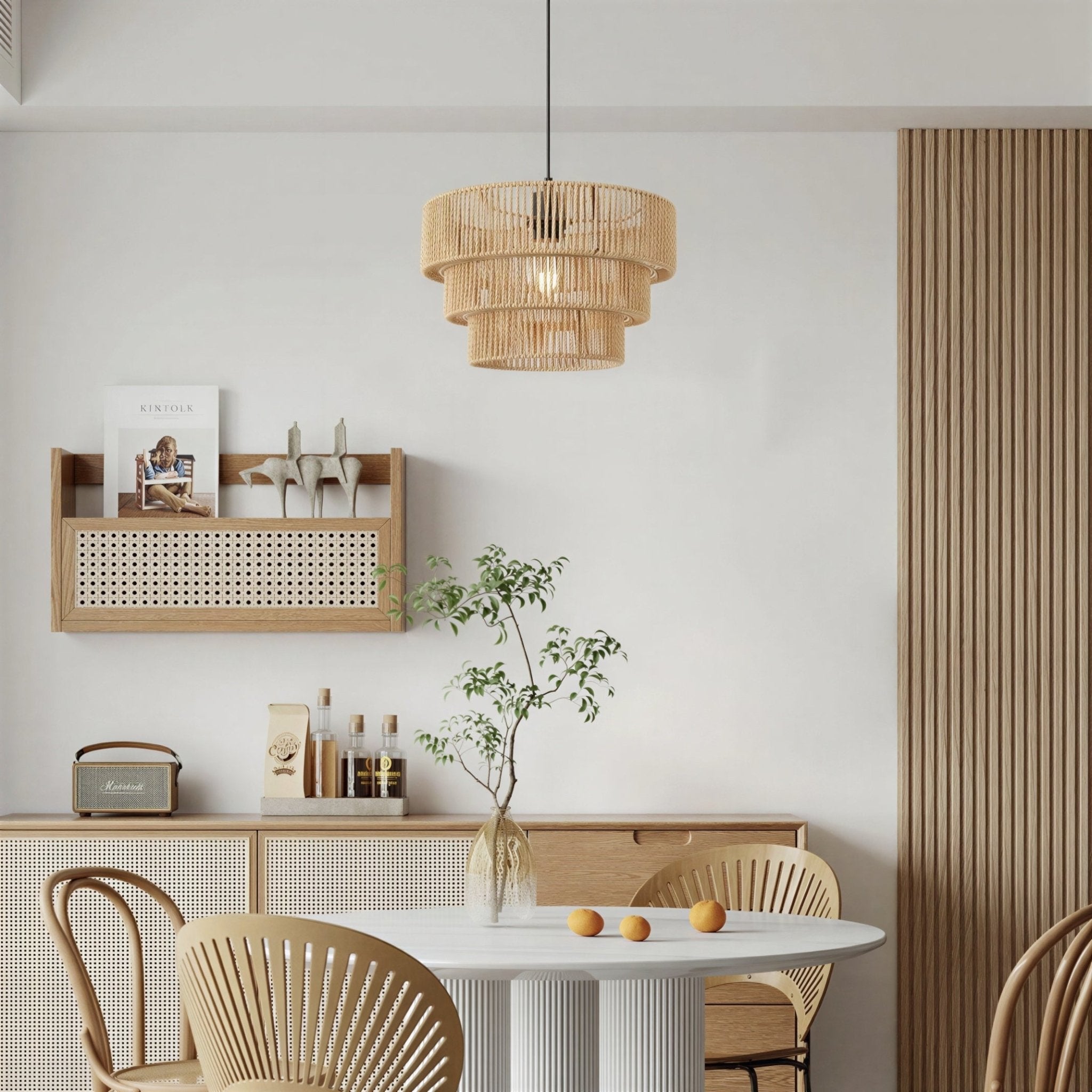 Suspension Luminaire Design Abat-Jour Rotin Tressé Bohème