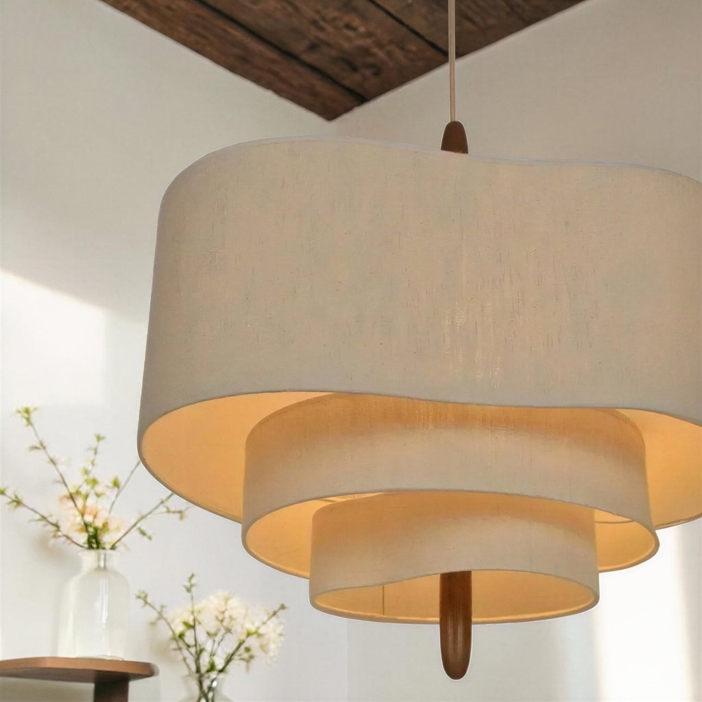 Suspension Luminaire Design Abat-Jour Tissu Zen Naturel