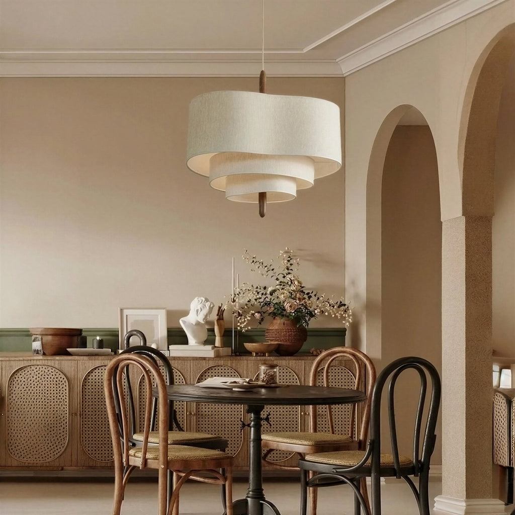 Suspension Luminaire Design Abat-Jour Tissu Zen Naturel