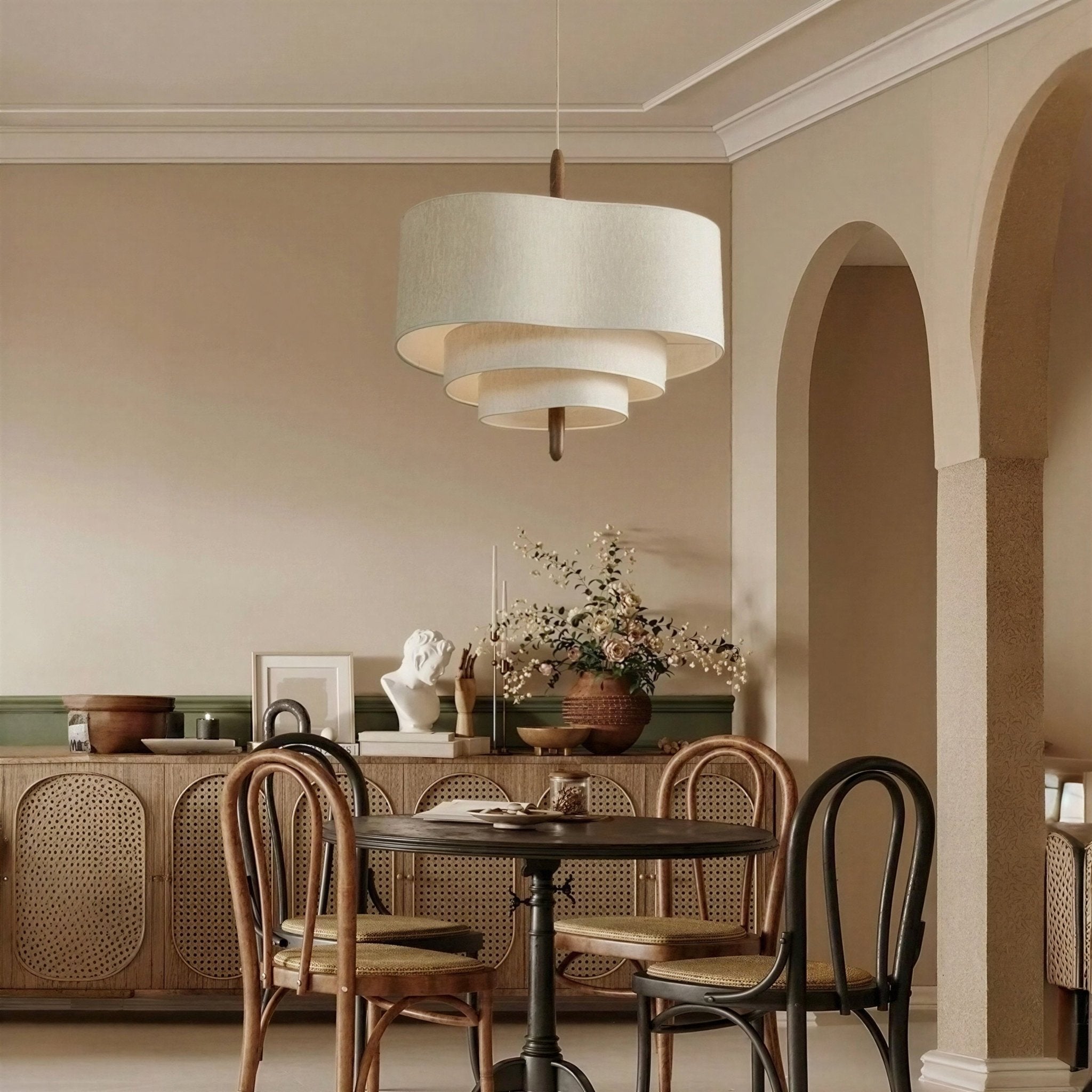 Suspension Luminaire Design Abat-Jour Tissu Zen Naturel