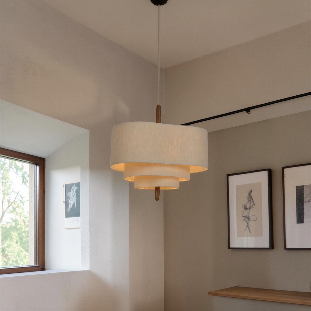 Suspension Luminaire Design Abat-Jour Tissu Zen Naturel