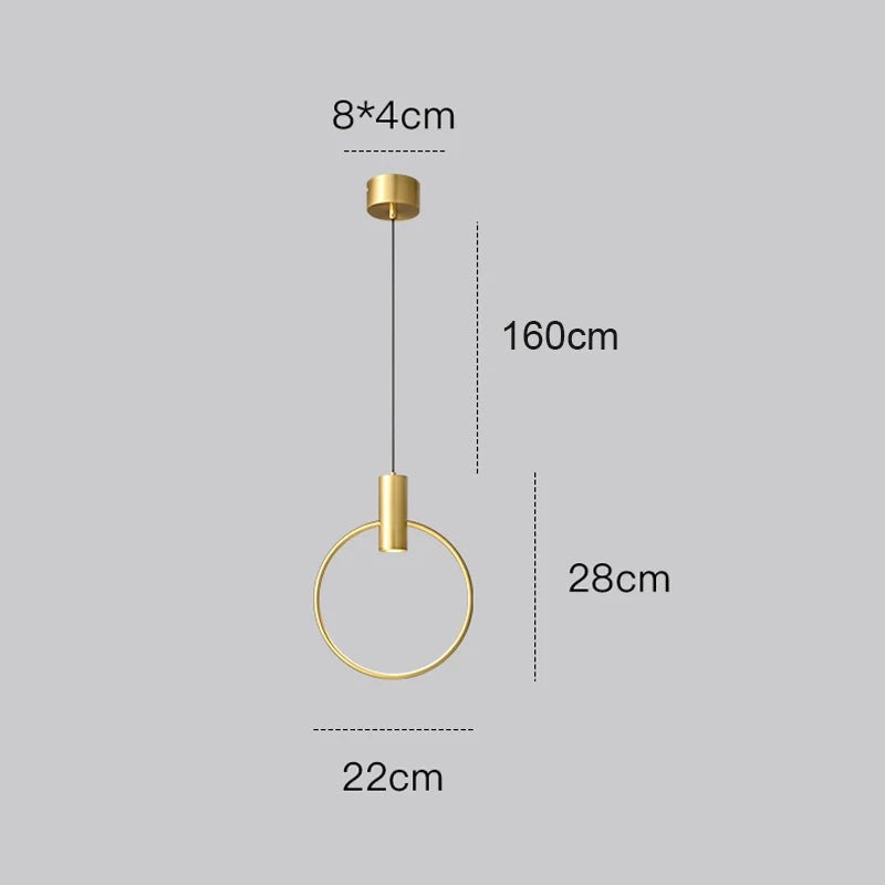 Luminaire Suspension Design Anneau Cuivre LED Minimaliste Moderne