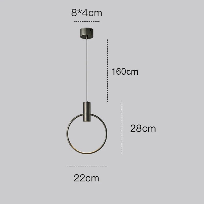 Luminaire Suspension Design Anneau Cuivre LED Minimaliste Moderne