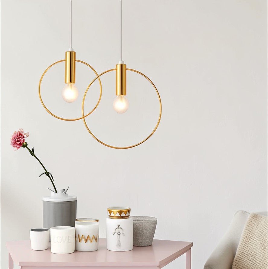 Luminaire Suspension Design Anneau Cuivre LED Minimaliste Moderne