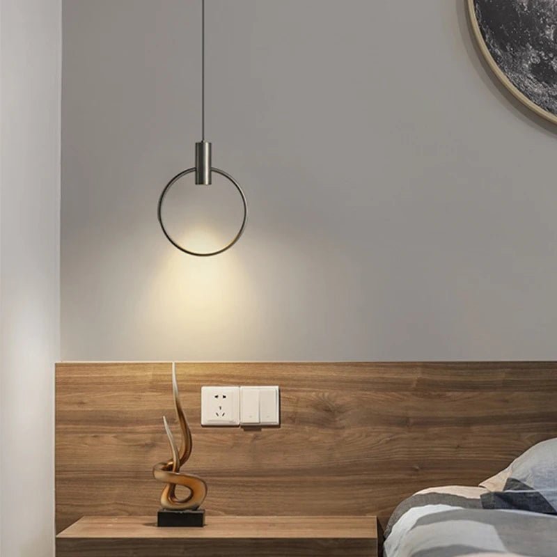 Luminaire Suspension Design Anneau Cuivre LED Minimaliste Moderne