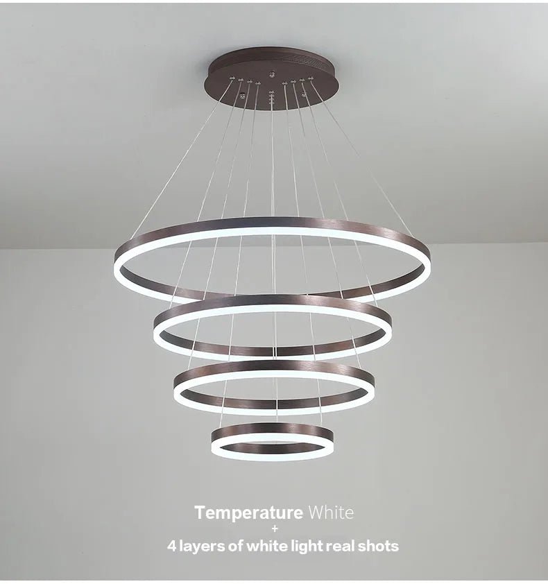 Suspension Luminaire Design Anneaux LED Aluminium Moderne