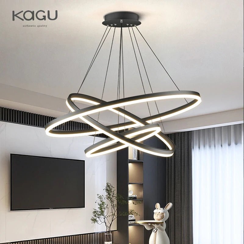 Suspension Luminaire Design Anneaux LED Aluminium Moderne