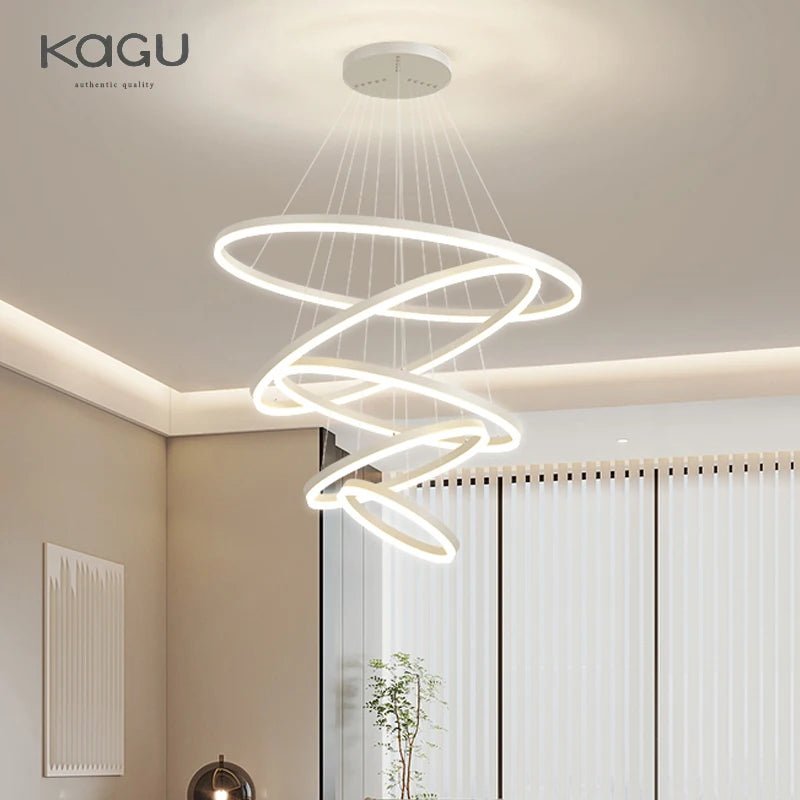 Suspension Luminaire Design Anneaux LED Aluminium Moderne