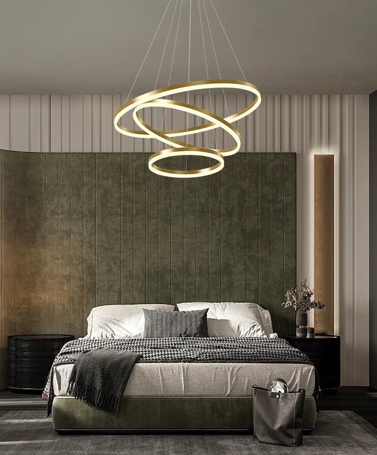 Suspension Luminaire Design Anneaux LED Aluminium Moderne