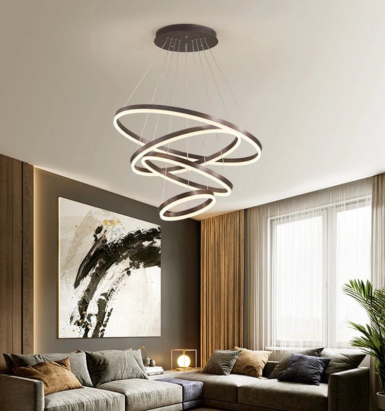 Suspension Luminaire Design Anneaux LED Aluminium Moderne