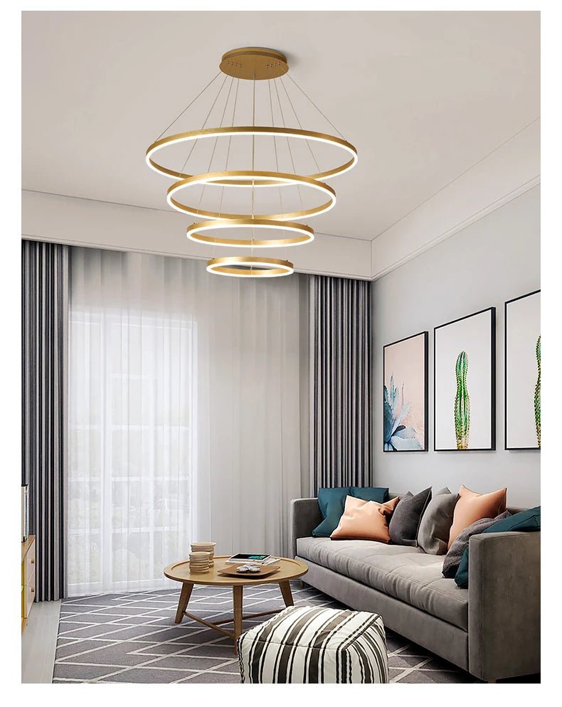 Suspension Luminaire Design Anneaux LED Aluminium Moderne